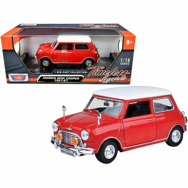 1:18 1961-1967 Morris Mini Cooper Red with White Top Timeless Legends Motormax