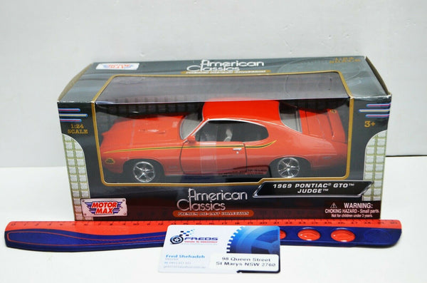 1:24 Scale 1969 Pontiac GTO Judge Orange American Classics #73200AC Motor Max