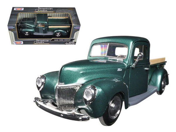 1:24 Scale 1940 Ford Pickup Green "American Classics" Diecast by Motor Max
