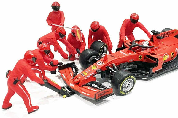 1:43 Scale F1 Pit Crew Figures Set 1 Team Red American Diorama #AD-38384