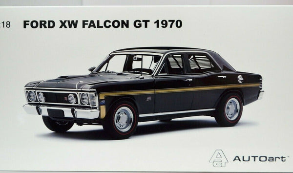 1:18 Scale Ford XW Falcon GT 1970 Onyx Black Autoart Diecast Model Car #72873