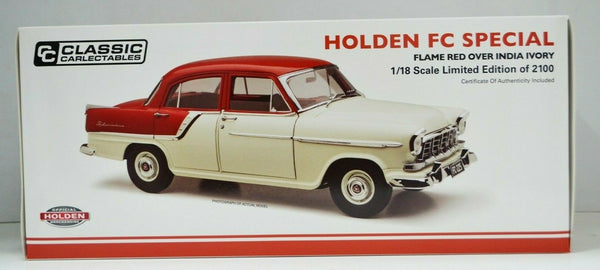 1:18 Holden FC Special Flame Red Over India Ivory Classic Carlectables #18497