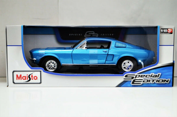 1:18 Maisto 1967 Ford Mustang FTA Fastback Blue Special Edition Diecast Model