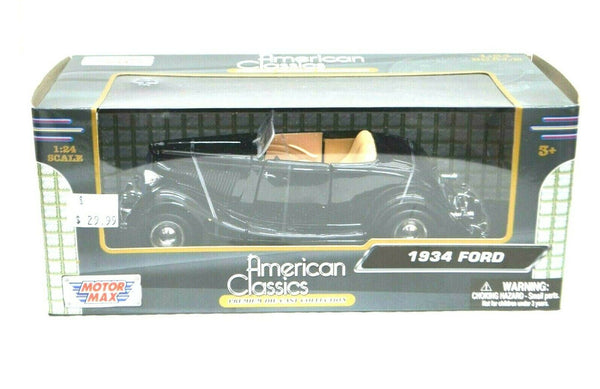 1:24 Scale 1934 Ford Black Convertable American Classics Diecast Motor Max