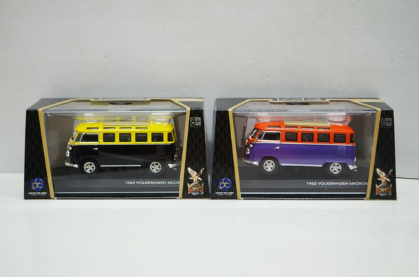 2 x 1:43 Scale 1962 Volkswagen Microbus Purple Black Signature Series Lucky VW