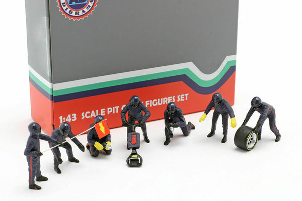 1:43 Scale F1 Pit Crew Figures Set Team Blue American Diorama  #AD-76552