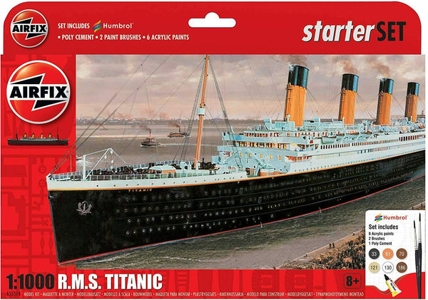 1:1000 Scale Airfix R.M.S. Titanic Plastic Model Kit Starter Set #A55314