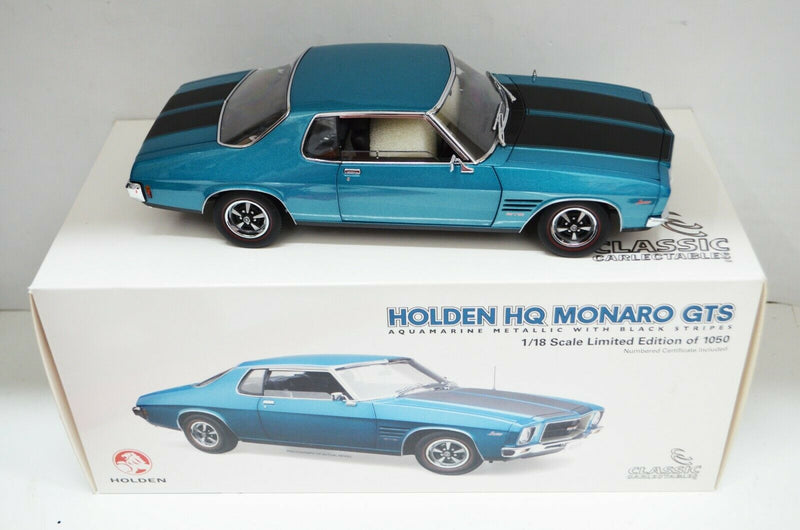 1:18 Holden HQ Monaro GTS Coupe Aquamarine Metallic With Black Stripes