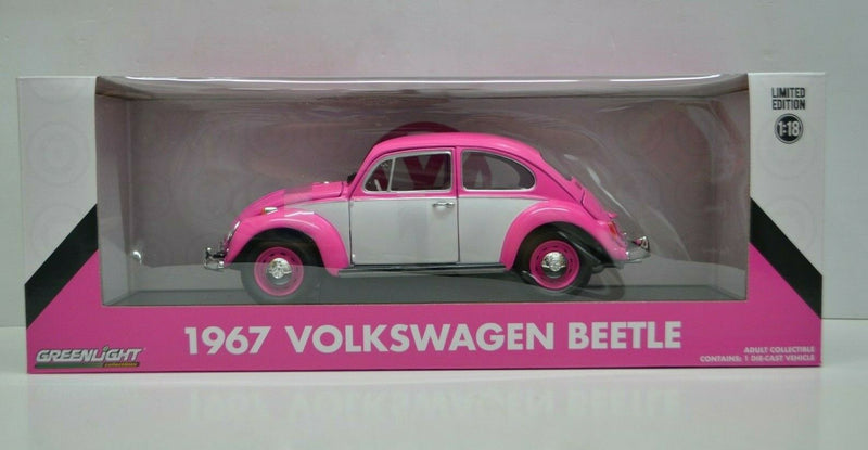 1:18 Scale 1967 Volkswagen Beetle VW Pink w/ White Greenlight Collectibles