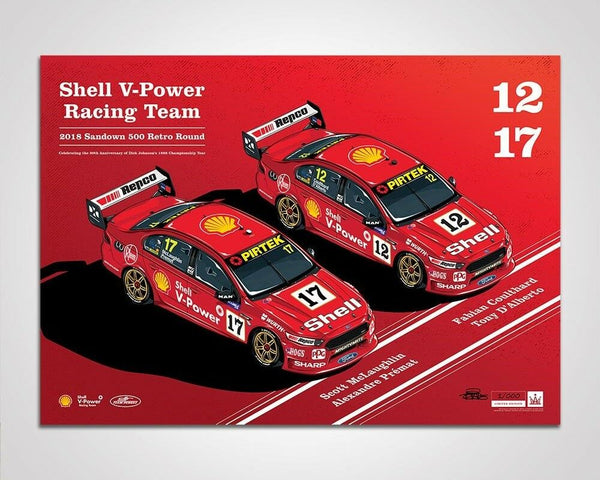 Shell V-Power Racing Team 2018 Sandown 500 Retro Round Lmtd Wall Print Poster