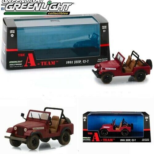 1:43 A-Team 1981 Jeep CJ-7 Animal Preserve Red Greenlight Hollywood