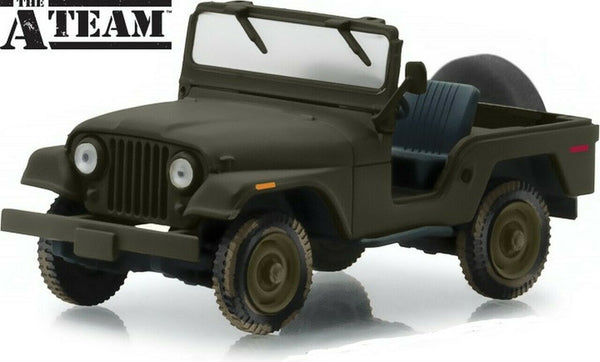 1:43 Scale A-Team Jeep CJ-5 Army Green Greenlight Hollywood #86526