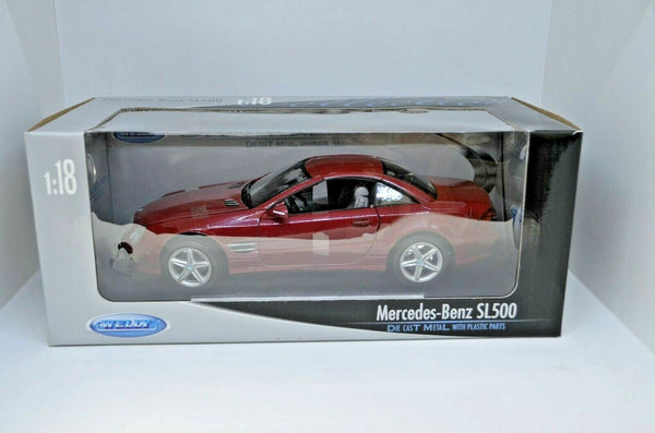 1:18 Scale Mercedes-Benz SL500 Hard Top Burgundy Diecast Welly