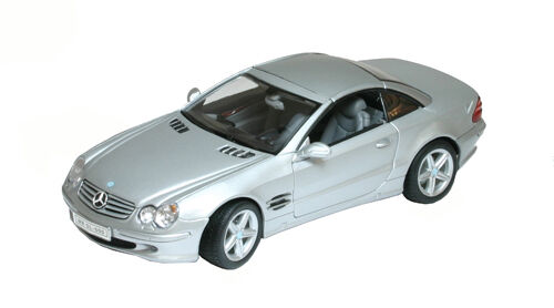 1:18 Welly Mercedes - Benz SL-500 2 door hardtop SILVER Merc Diecast with openin