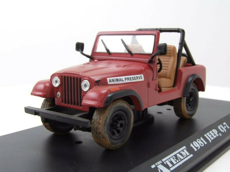 1:43 A-Team 1981 Jeep CJ-7 Animal Preserve Red Greenlight Hollywood