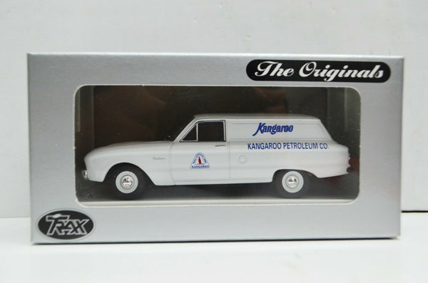 1:43 Scale 1959 Ford XK Falcon Van Kangaroo Petroleum The Originals Trax White