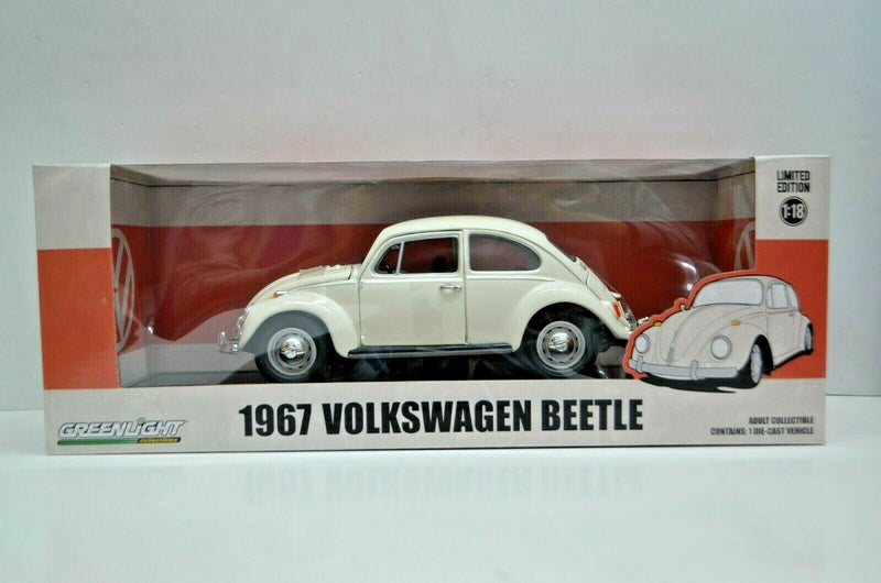 1:18 Scale 1967 Volkswagen Beetle VW White Greenlight Collectibles Diecast