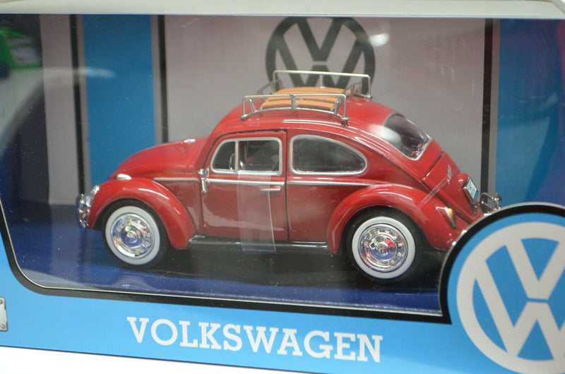 1:24 Scale 1966 Volkswagen Beetle VW Red With Roof Luggage Rack Motormax