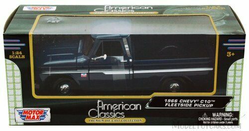 1:24 Scale 1966 Chevy C10 Fleetside Pickup Blue "American Classics" by Motor Max