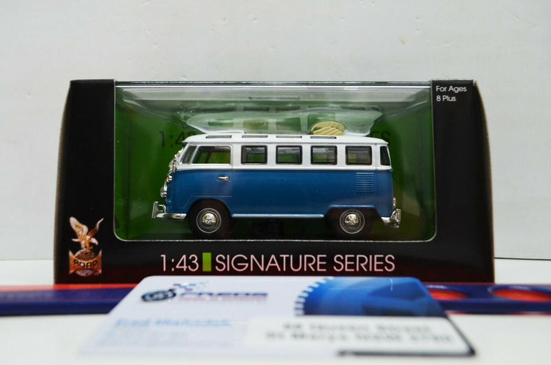 1:43 1962 Volkswagen Microbus w/ Sunroof Signature Series Lucky Diecast VW Blue