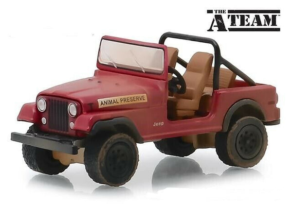 1:43 A-Team 1981 Jeep CJ-7 Animal Preserve Red Greenlight Hollywood #86528