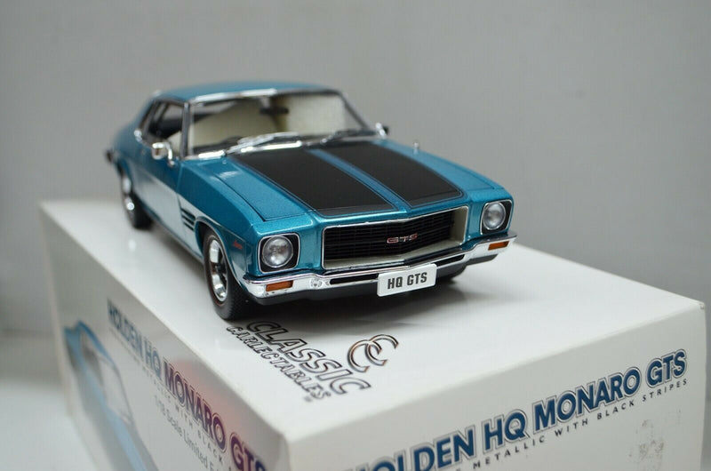 1:18 Holden HQ Monaro GTS Coupe Aquamarine Metallic With Black Stripes