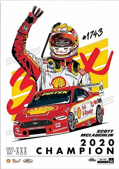 Shell V-Power Racing Team Scott McLaughlin 2020Champion Illustrated Print Poster