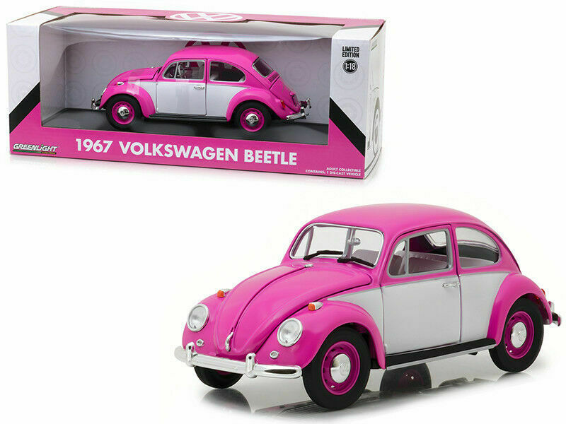 1:18 Scale 1967 Volkswagen Beetle VW Pink w/ White Greenlight Collectibles