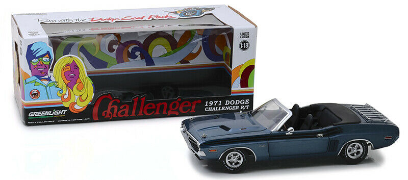 1:18 1971 Dodge Challenger R/T Blue Convertible Run With The Dodge Scat Pack