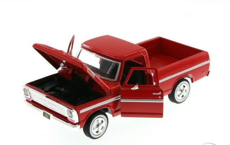 1:24 Scale 1969 Ford F-100 Pickup Red American Classics Diecast Motor Max