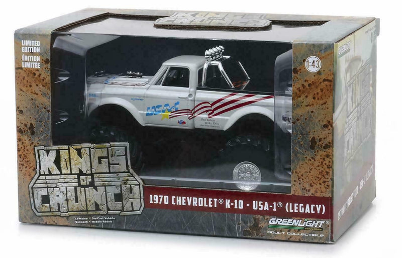 1:43 Scale 1970 Chevrolet K-10-USA-1 (Legacy) Monster Truck Kings of Crunch