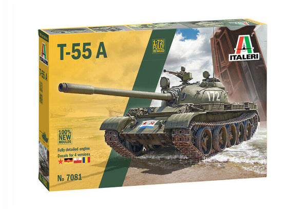 1:72 Italeri T-55 A Military Tank New Moulds 100% #7081 Plastic Model Kit