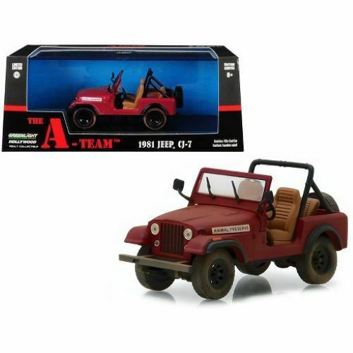 1:43 A-Team 1981 Jeep CJ-7 Animal Preserve Red Greenlight Hollywood