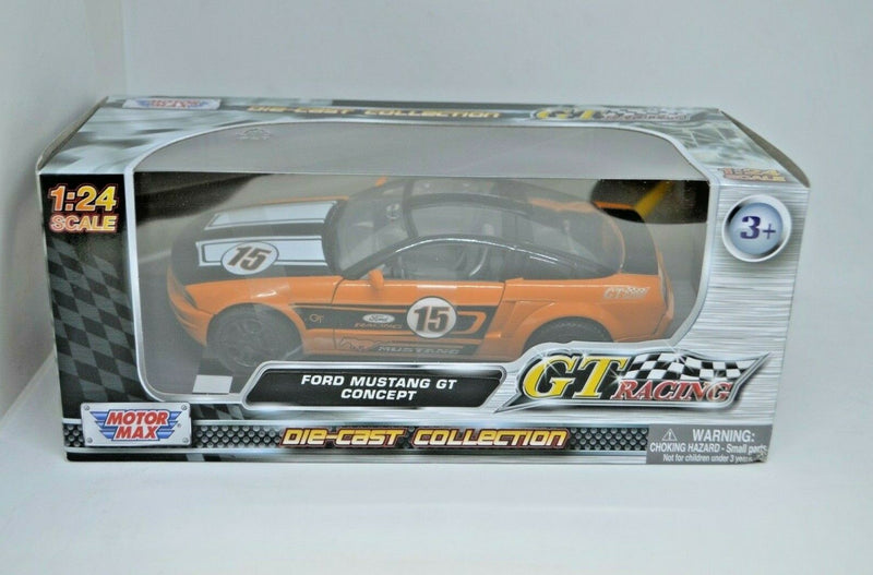 1:24 Scale Ford Mustang 15 GT Concept Racing Car 3+ Orange Diecast Motor Max