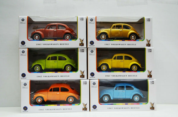 6 x 1:24 1967 Volswagen Beetle Cars Copper Green Orange Gold Blue Yellow VW