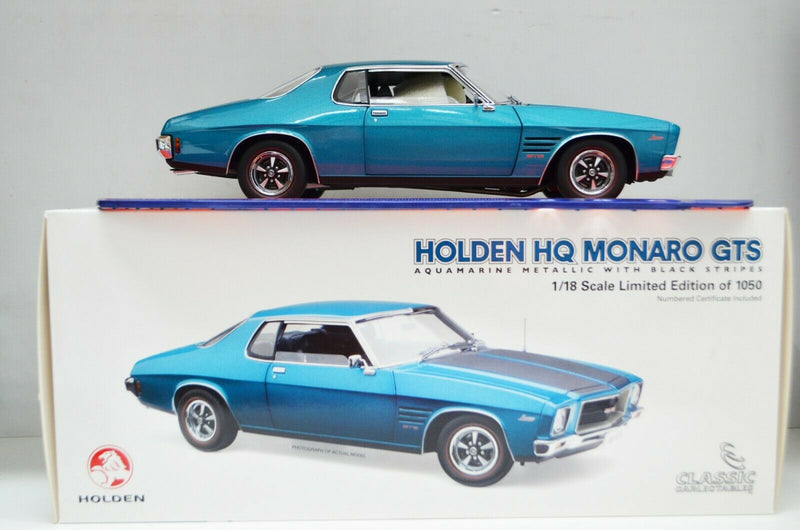 1:18 Holden HQ Monaro GTS Coupe Aquamarine Metallic With Black Stripes